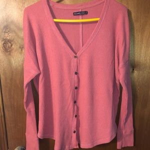 A&F cozy button front top